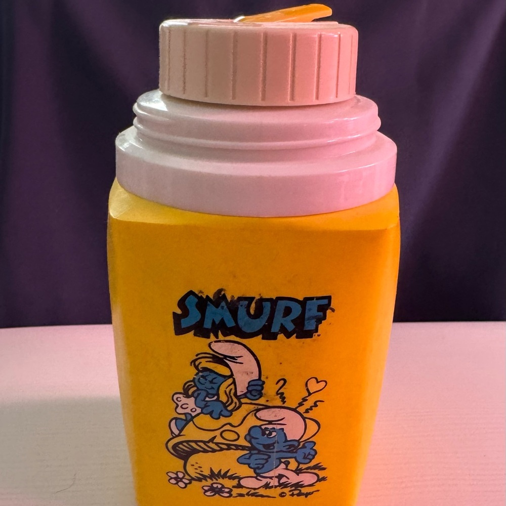 Smurfs Yellow Plastic Beverage Bottle with White Lid